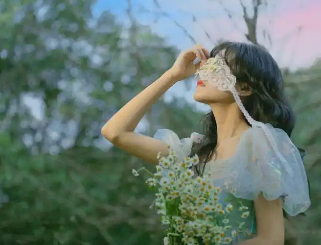 森系女孩头像背景图面罩挡脸绝美大片