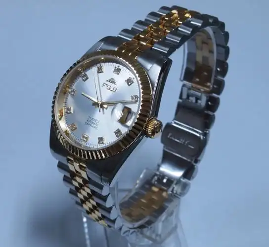 fuji富士手表 全自动机械男表 进口机芯 蓝宝石玻璃 精钢单历手表