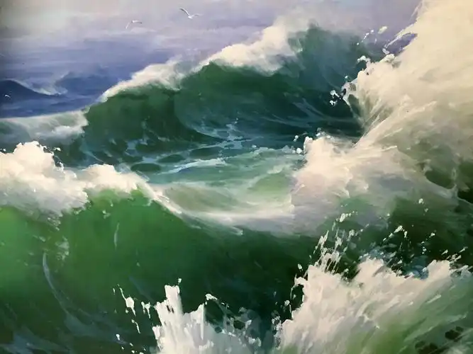 油画《大海》朝鲜功勋艺术家金永浩作品