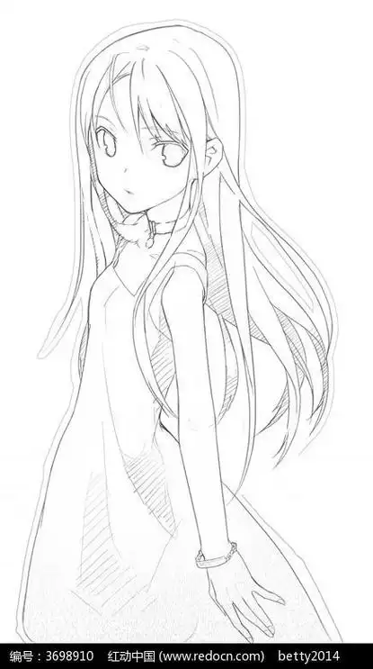 小女孩侧身站立简笔画