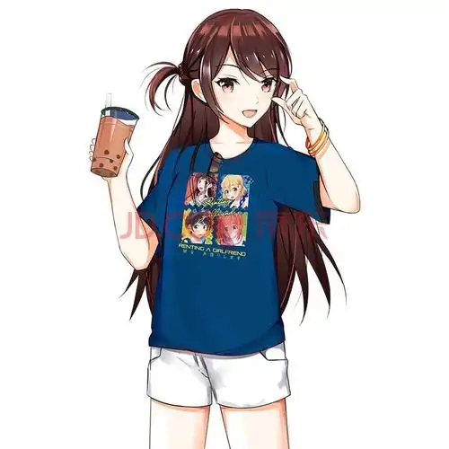 萌创社 动漫周边租借女友t恤黑白男女百搭上衣情侣二次元短袖 租借