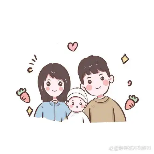 全家福手绘头像,幸福的一家三口,超可爱