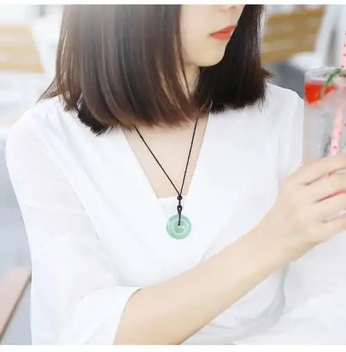 珠玥珠宝翡翠平安扣吊坠女玉石甜甜圈冰糯种玉坠挂坠