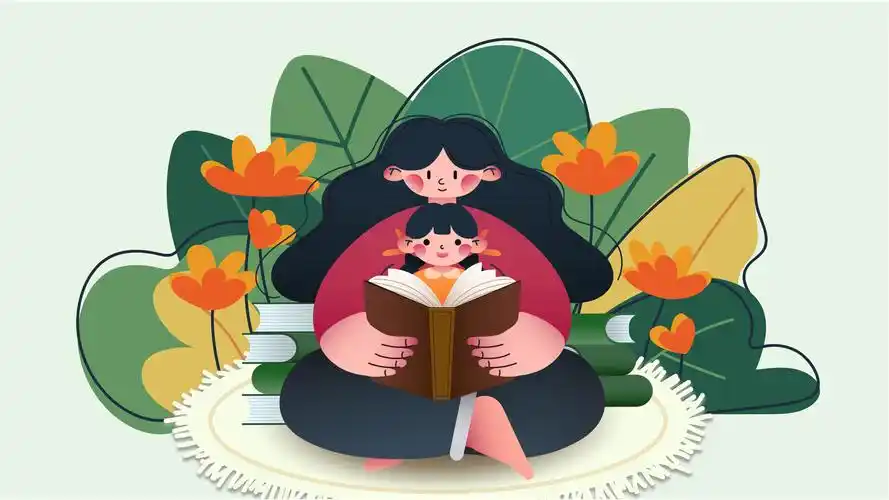 母亲讲故事给女儿听
