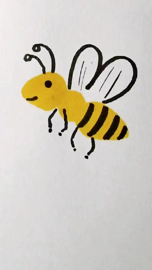 教你用马克笔画小蜜蜂,有趣的创意简笔画,零基础学画画!