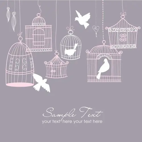 古董鸟笼鸟从笼子里的概念向量(eps,矢量图)