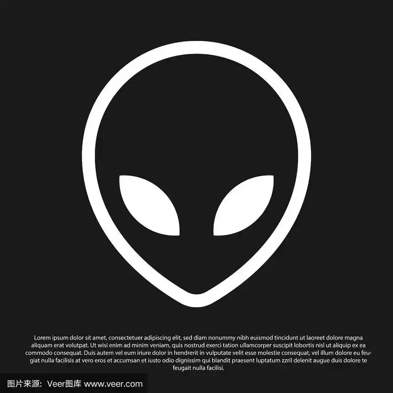 黑色外星人图标孤立在黑色背景上