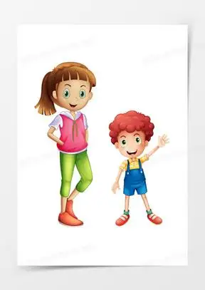两个小孩30两个小伙伴10卡通手绘两个小女孩一起放风筝素材250卡通