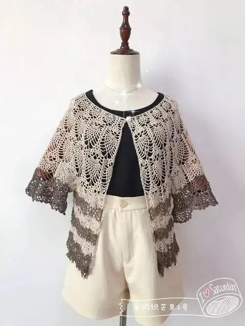 春夏编织钩针菠萝开衫编织图解