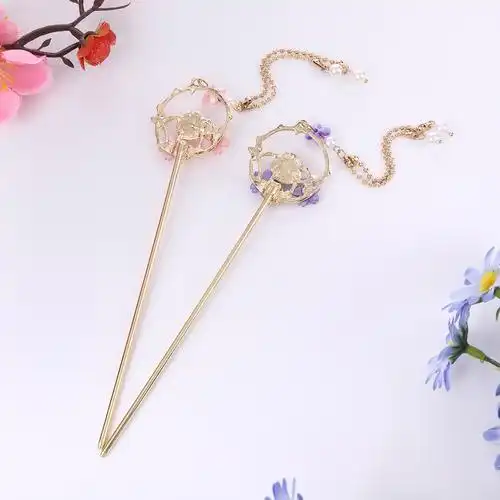 发簪古风金属简约现代盘发的汉服流苏古装头饰簪子步摇日常女簪盘