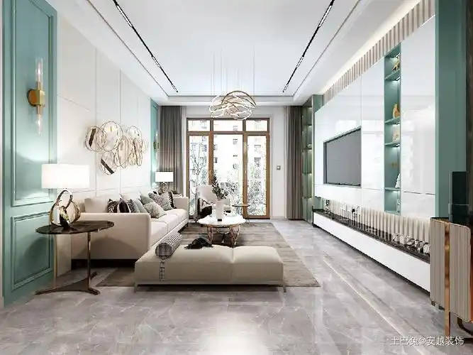 90平米轻奢风格两居室客厅现代简约客厅设计图片赏析