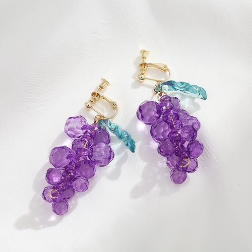 925银针紫色葡萄耳坠2022年新款潮长款气质耳饰耳环夏天百搭c377