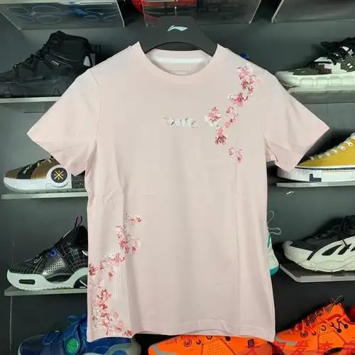 中国李宁樱花短袖2021夏季新款宽松休闲上衣运动t恤