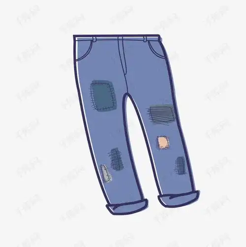 破洞补丁矢量牛仔裤