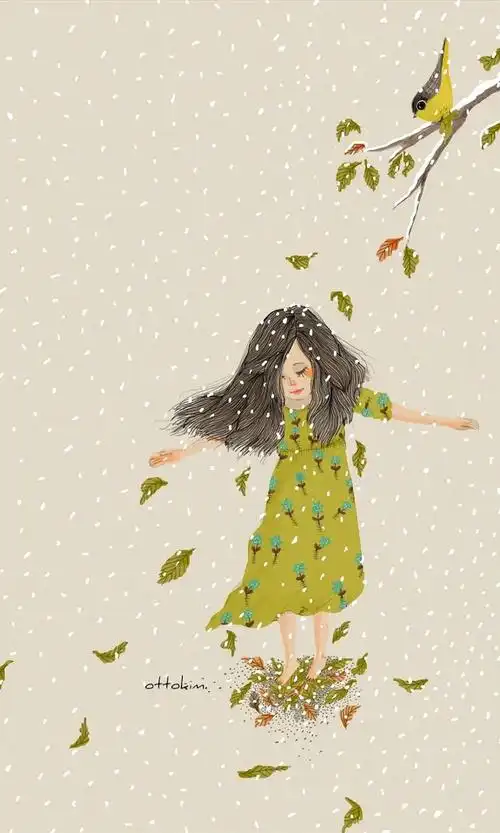 唯美手绘小女孩手机壁纸