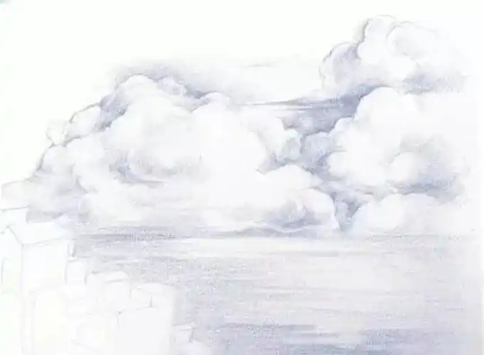 彩铅风景基础入门教程:天空的画法_小鲸鱼儿童画_零二七艺考