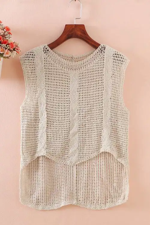 钩花马甲针织前短短款女外镂空背心肩带上衣背心吊带