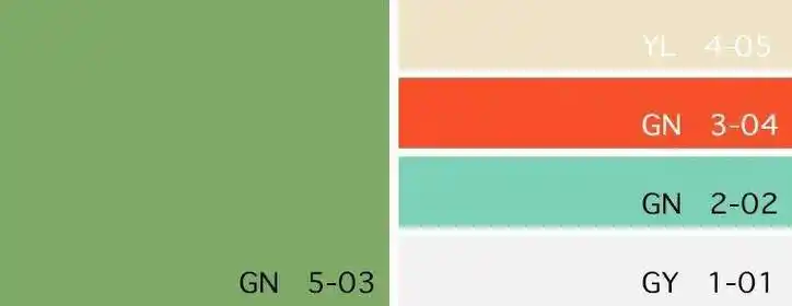 08色卡:抹茶色/纳瓦霍黄/火焰红/薄荷绿/亮白色田园风格,作为乡村风格