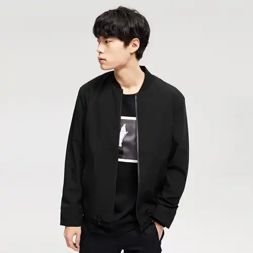 gxg男装秋季男士时尚都市潮流青年黑色棒球领运动夹克男装外男