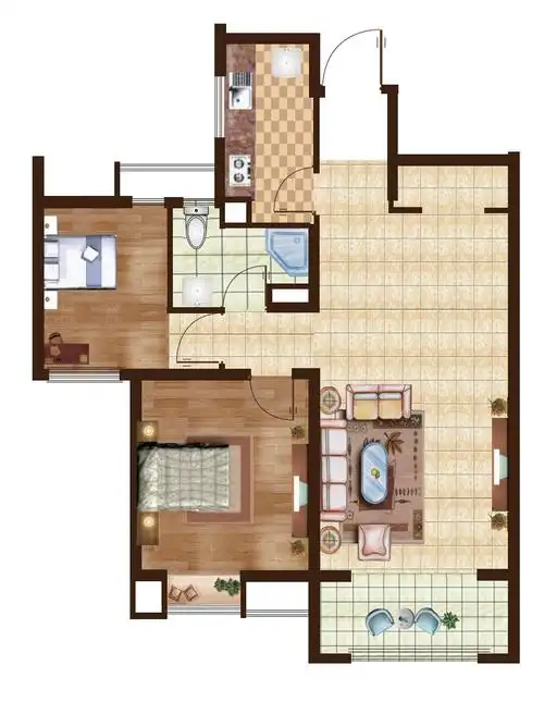 户型二房二厅一卫