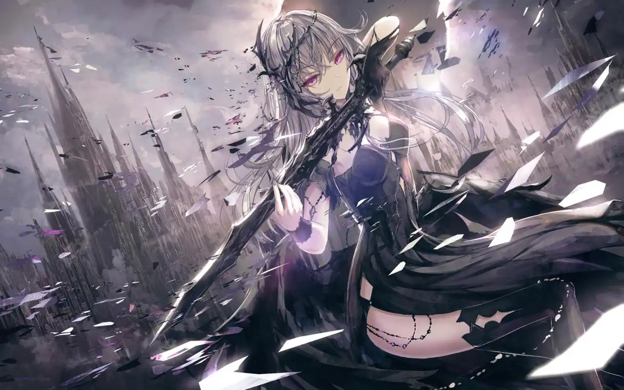 二次元甜美少女插画桌面壁纸