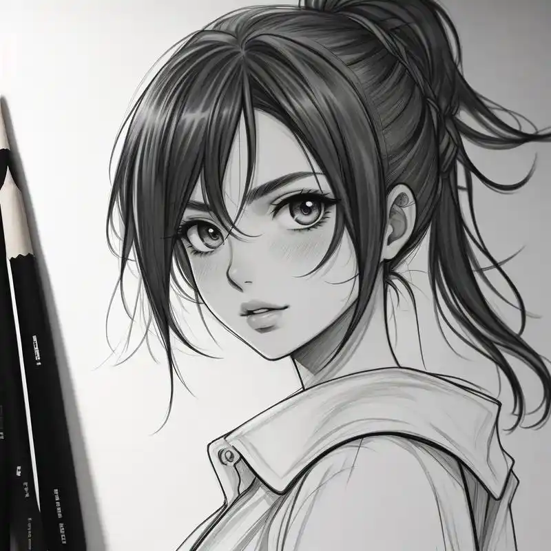 动漫女生黑白素描头像96 探索二次元的世界,用黑白素描展现动漫女生