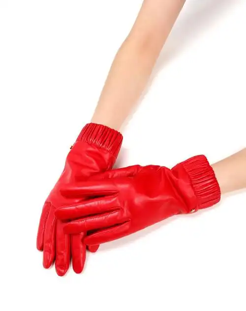 红色气质优雅皮手套