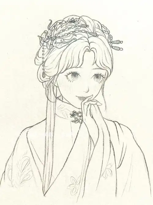 5自动铅笔#少女线稿  #手绘教程  #线稿  #手绘  #画画的日常  #古风