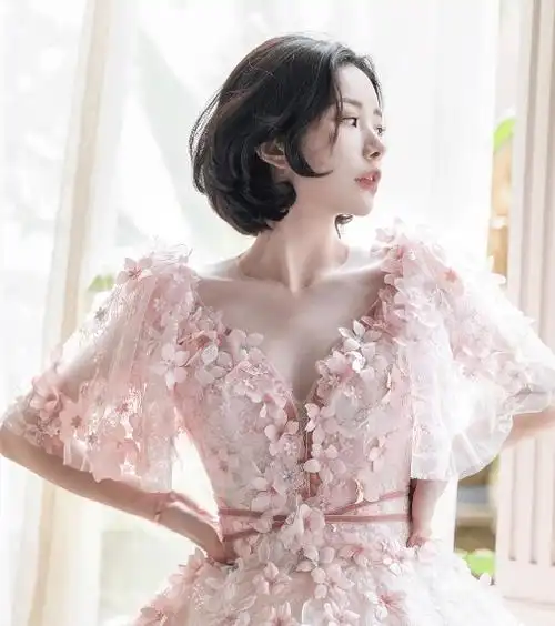 短发穿礼服造型图片一秒心动不要太美了