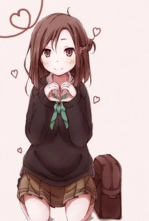 动漫萌图:超级可爱的姿势,用手比心的女孩子太可爱啦!__财经头条