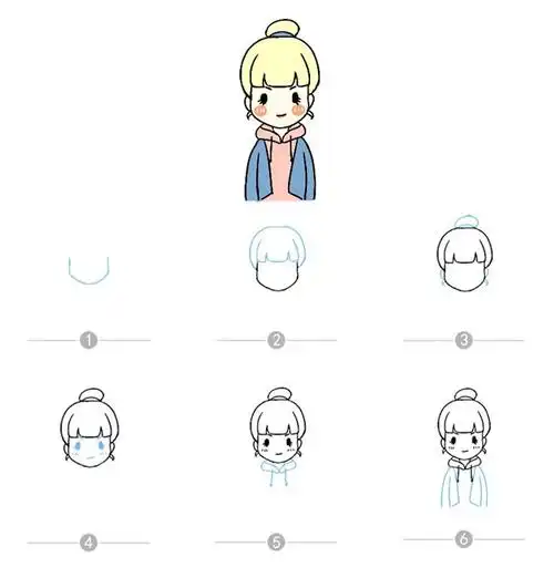 卡通女孩简笔画及步骤图解(三)