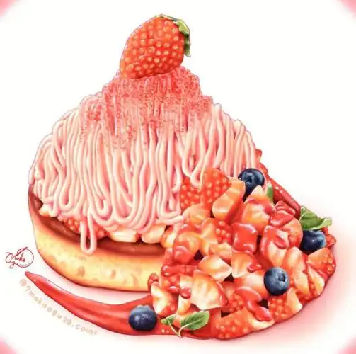 超可爱治愈系甜品水彩画丰富可口手绘菜单