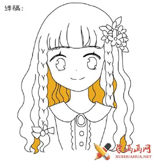用水彩画一个可爱的小女孩