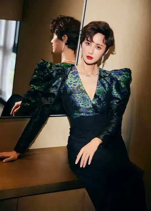 张歆艺亮相北京国际电影节开幕式深v刺绣暗纹长裙明艳照人