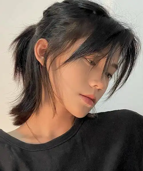 狼尾假发男女长发日系武士头中分鲻鱼头韩版帅气自然日常头套式