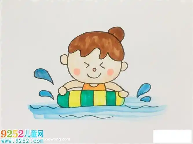 小孩游泳简笔画