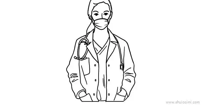 医生儿童画怎么画 医生简笔画顺序 - 水彩迷