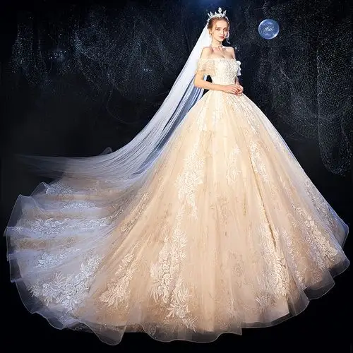 婚纱礼服2021新款新娘森系超仙梦幻豪华奢侈拖尾礼服