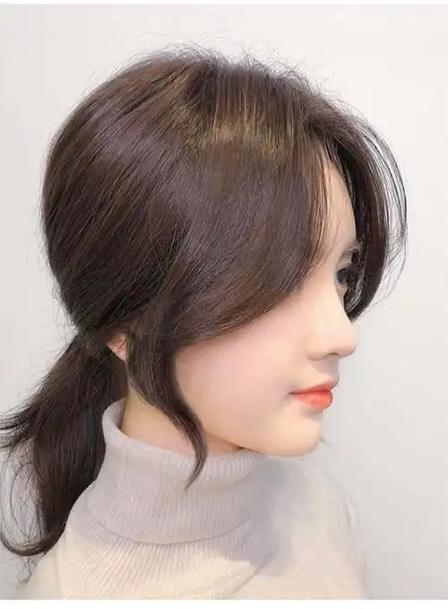 八字刘海假发片自然前额网红法式刘海假发发片无痕圆脸中分假刘海