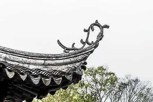 古建筑挑檐,中国江苏省苏州留园亭阁建筑