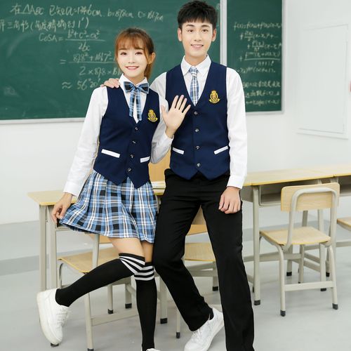 秋季英伦学院风校服女 中学生校服开衫针织外套套装厂家批发代发