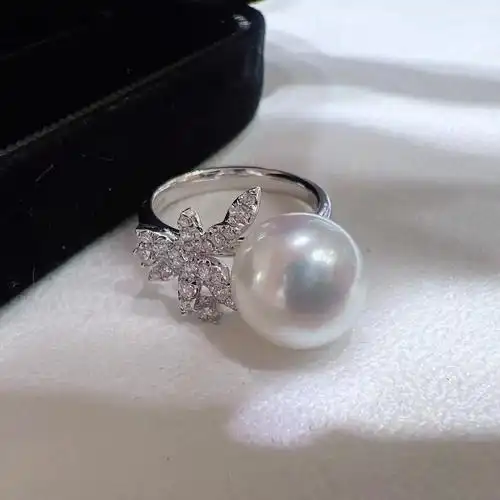 经典款澳白珍珠戒指 颗颗分明的白亮钻石960.27ct 11 - 抖音