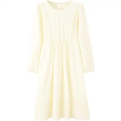 cache浅色淑女连衣裙2022春韩版简约时尚百搭复古森系小个子长裙