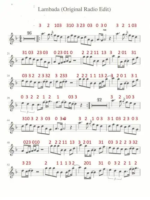 lambada小提琴谱附指法