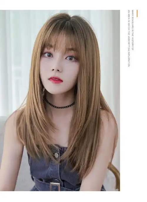 整顶假发女中长 碎发逼真自然头套 长直发空气刘海蓬松网红头套