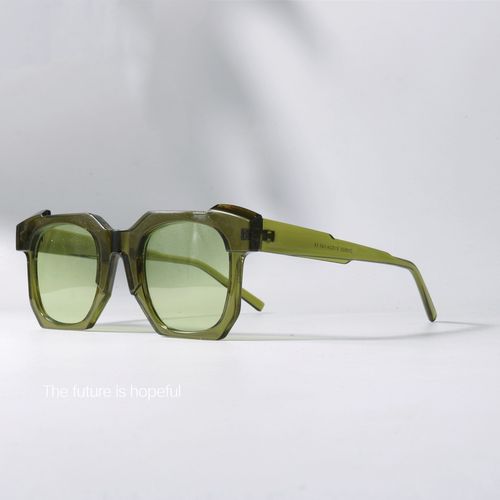 赛博朋克绿色太阳眼镜uv400防紫外线机械风格未来感可配近视墨镜