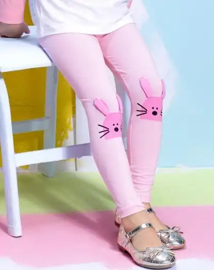 osa欧莎童装 女童印花百搭打底裤粉红色