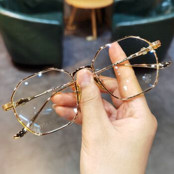 暴龙纯钛超轻眼镜框男女潮复古多边形眼镜框防蓝光 镜框ch8111金色
