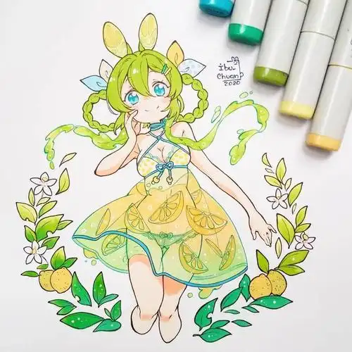 超级可爱q的马克笔动漫手绘线稿很漂亮