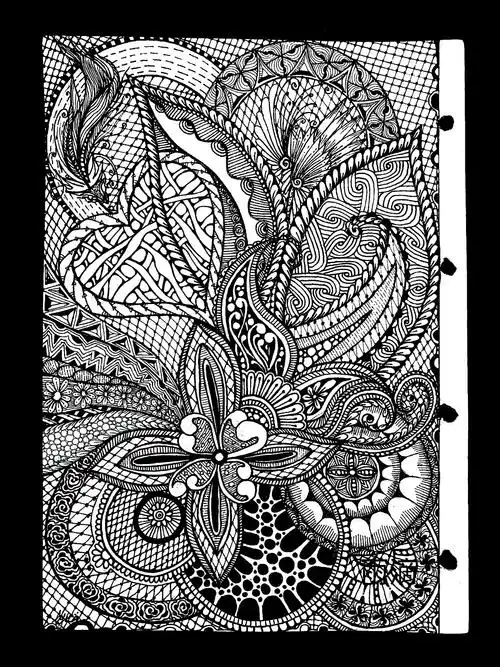 禅绕画,点线面 黑白插画